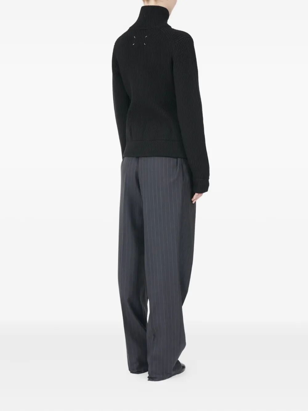 FULL-ZIP WOOL RIBBED CARDIGAN