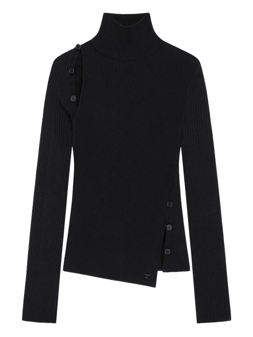 OBLIQUE BUTONNED MOCKNECK SWEATER