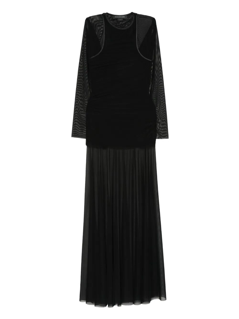 SHEER LAYERED LONG DRESS