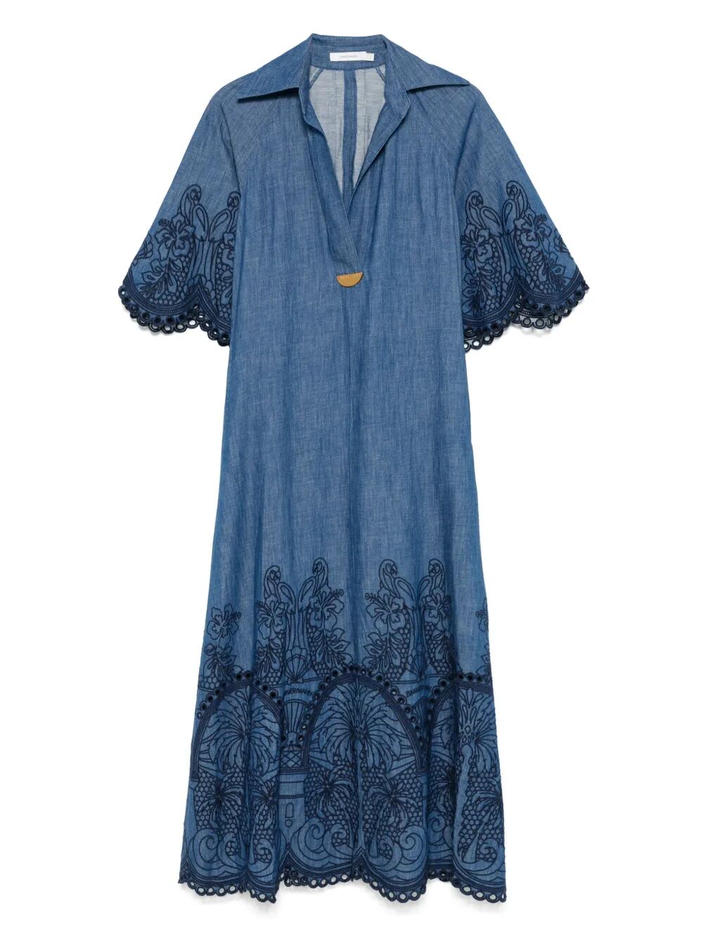 COCO EMBROIDERED DENIM LONG DRESS