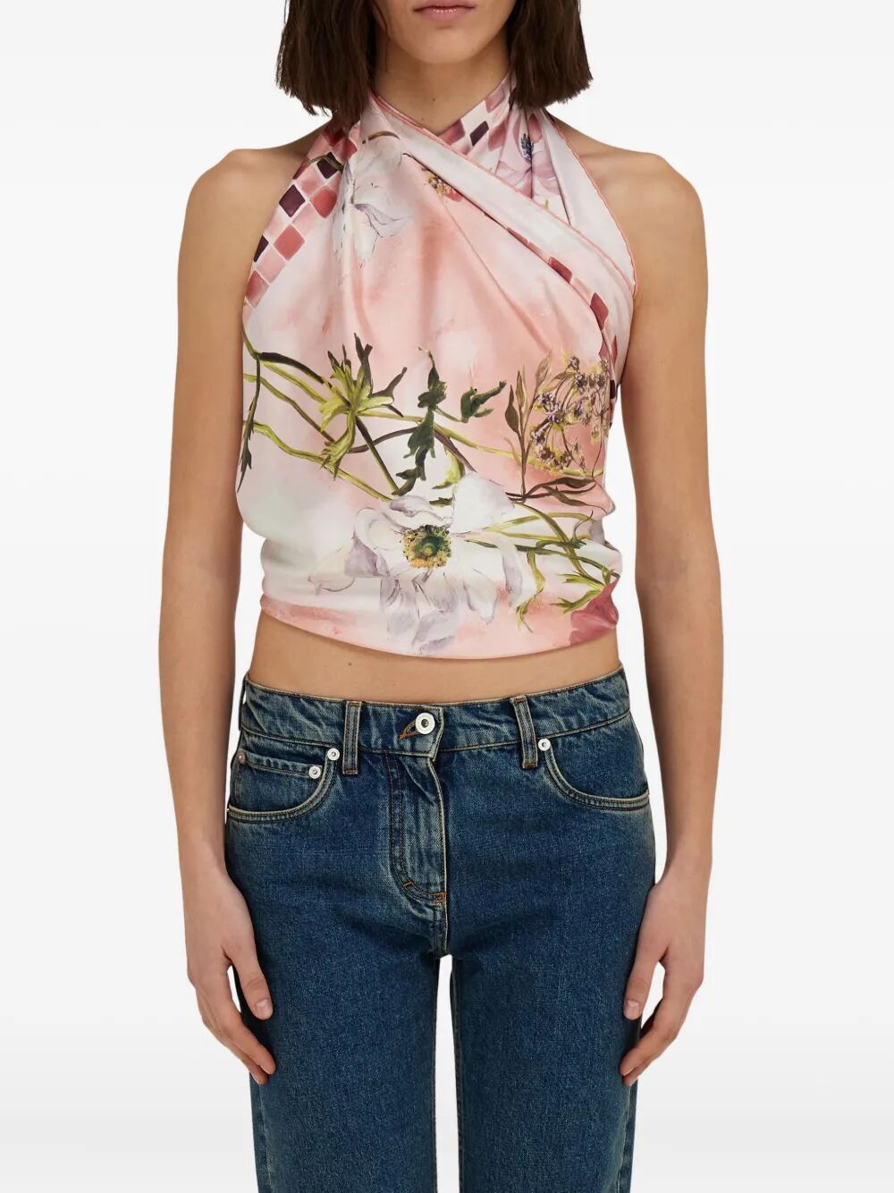 FLOWERSA-PRINT SILK SCARF