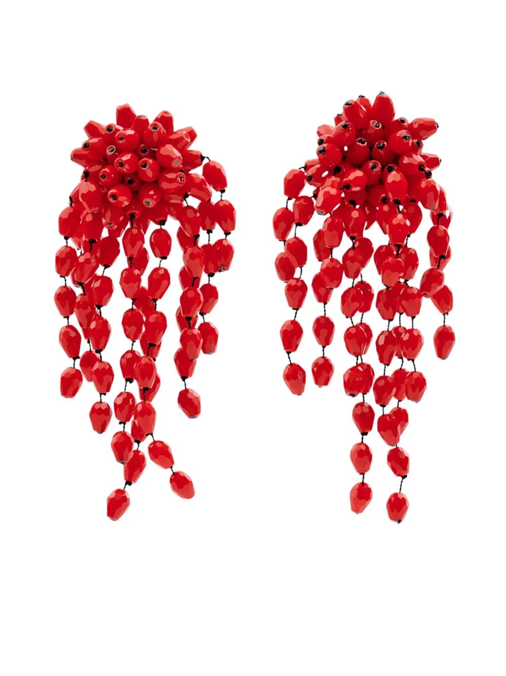HANABI BEADED PENDANT CLIP EARRINGS