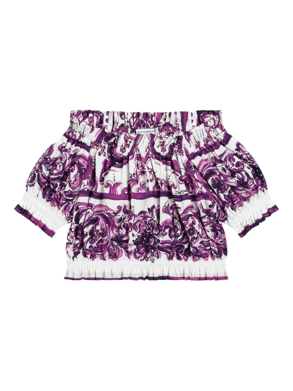 MAJOLICA-PRINT POPLIN TOP