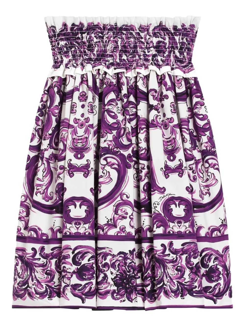 MAJOLICA-PRINT COTTON POPLIN SKIRT