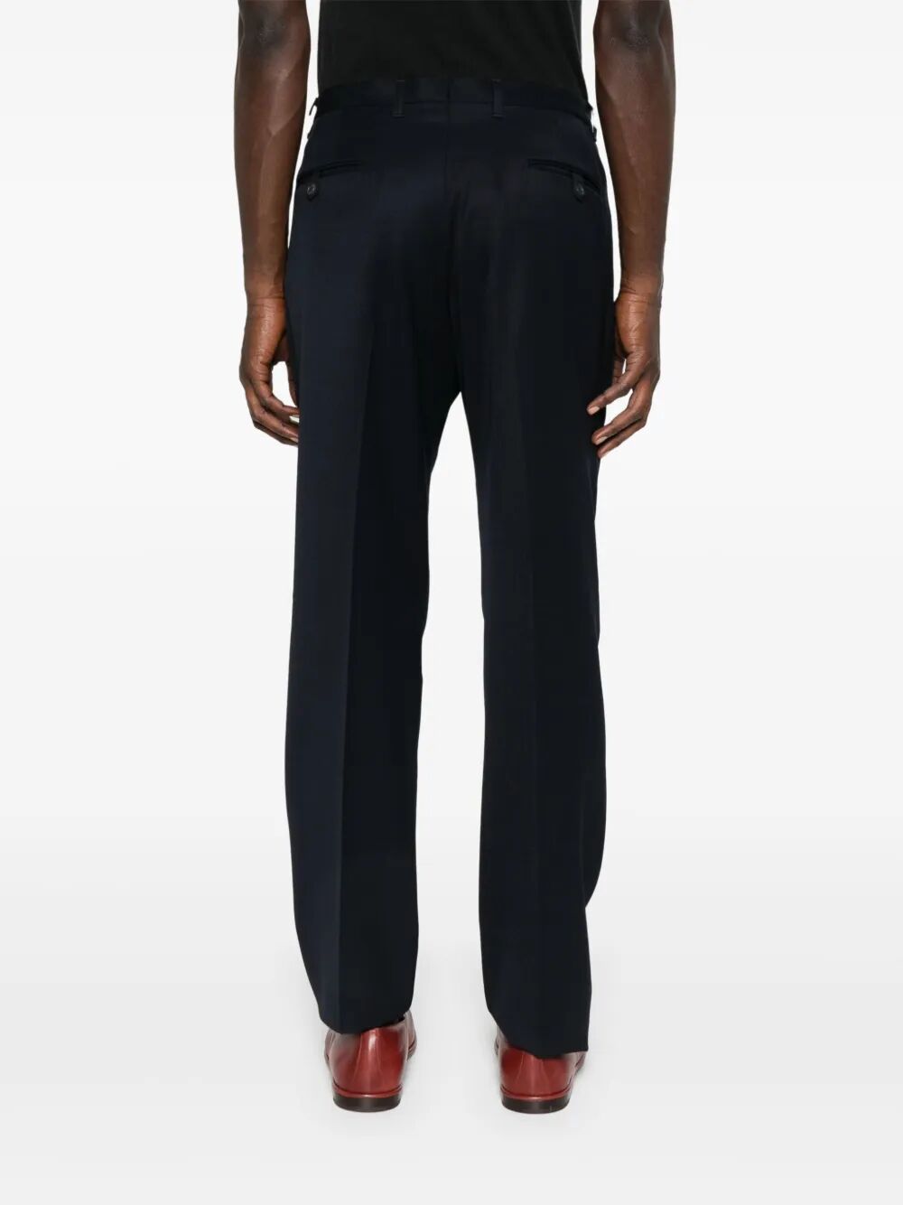 TAPERED LEG WOOL TROUSERS