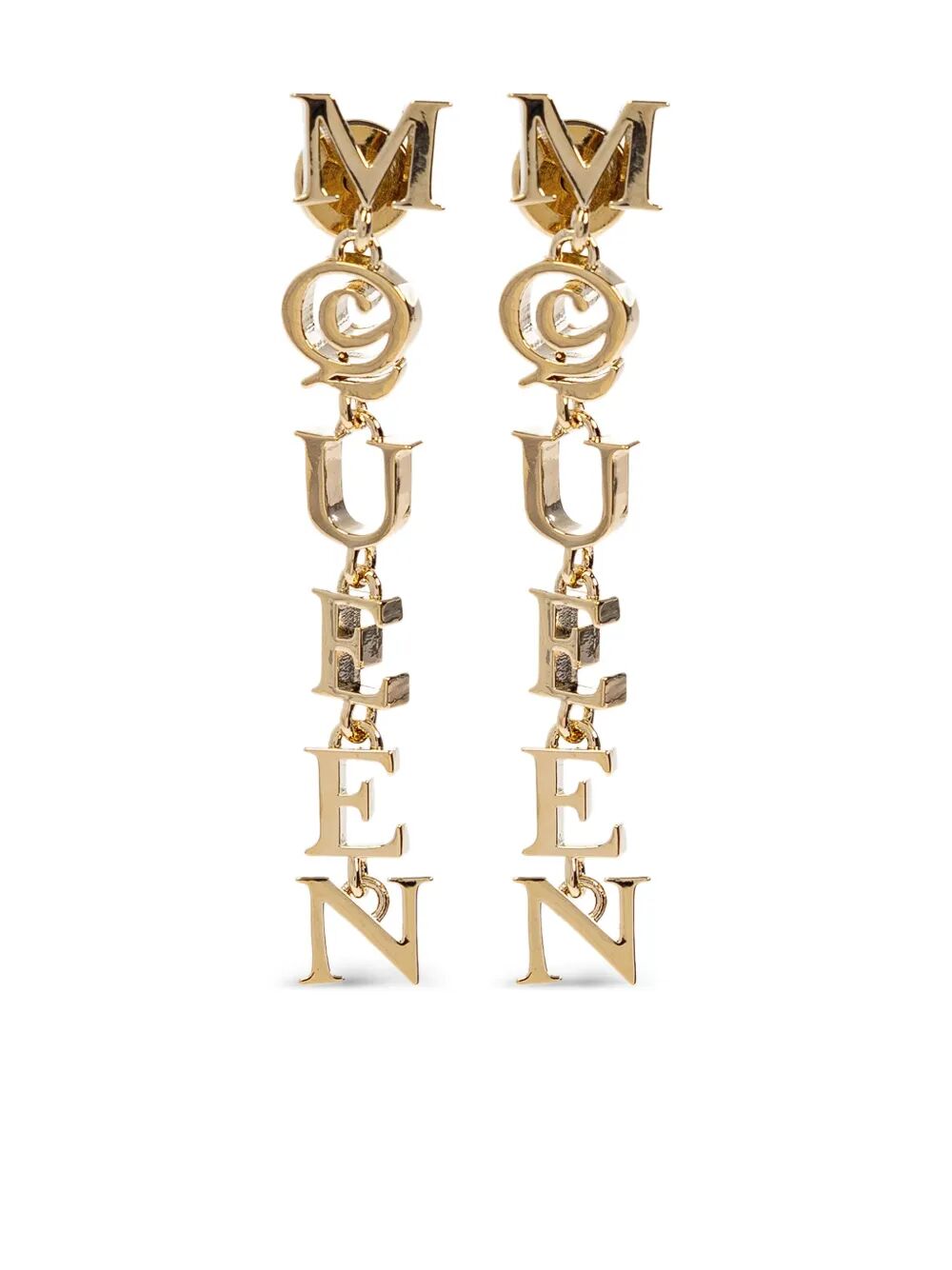 PALE GOLD-FINISHED LOGO PENDANT EARRINGS