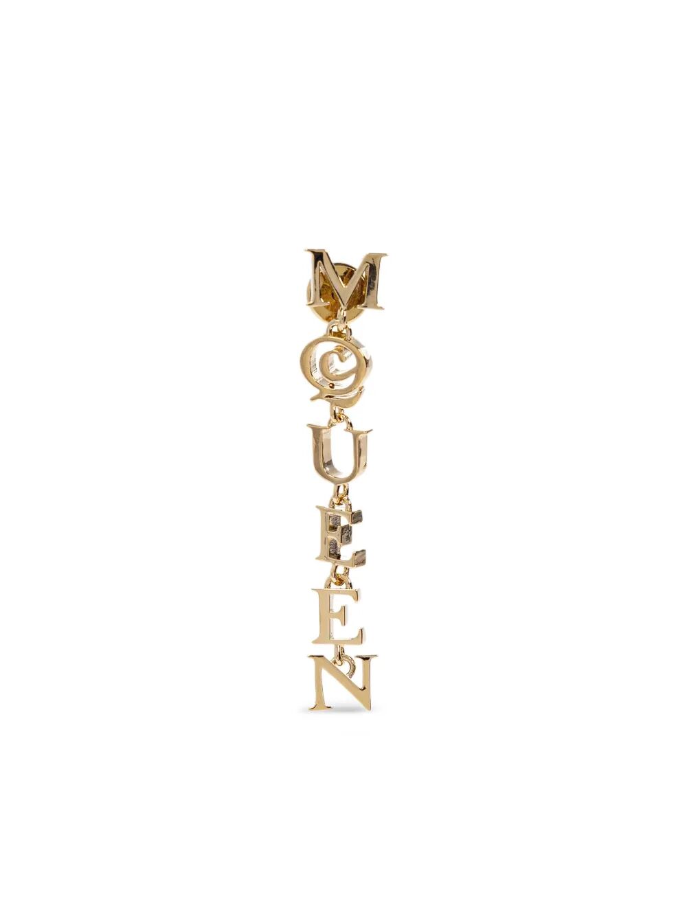 PALE GOLD-FINISHED LOGO PENDANT EARRINGS