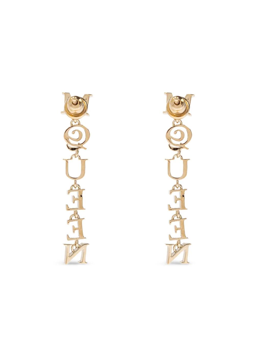 PALE GOLD-FINISHED LOGO PENDANT EARRINGS
