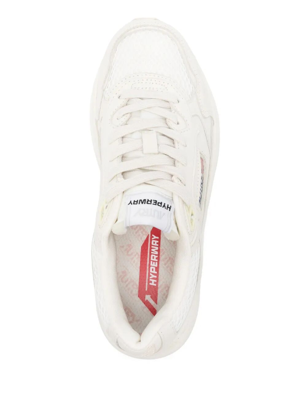 HYPERWAY SNEAKERS IN WHISPER WHITE LAMINATED LEATHER AND MESH