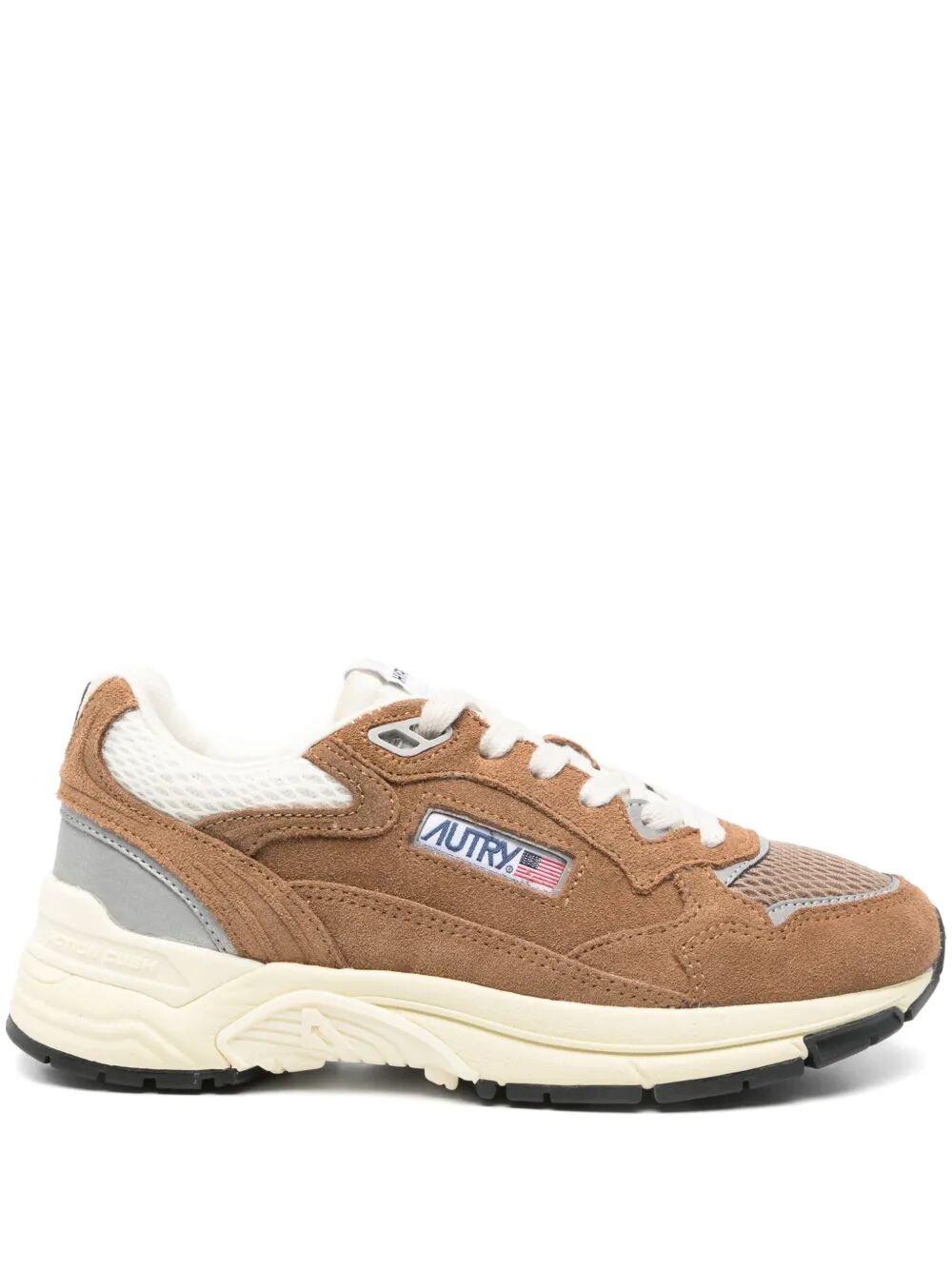 HYPERWAY SNEAKERS IN CIGAR AND SILVER MESH AND SUEDE