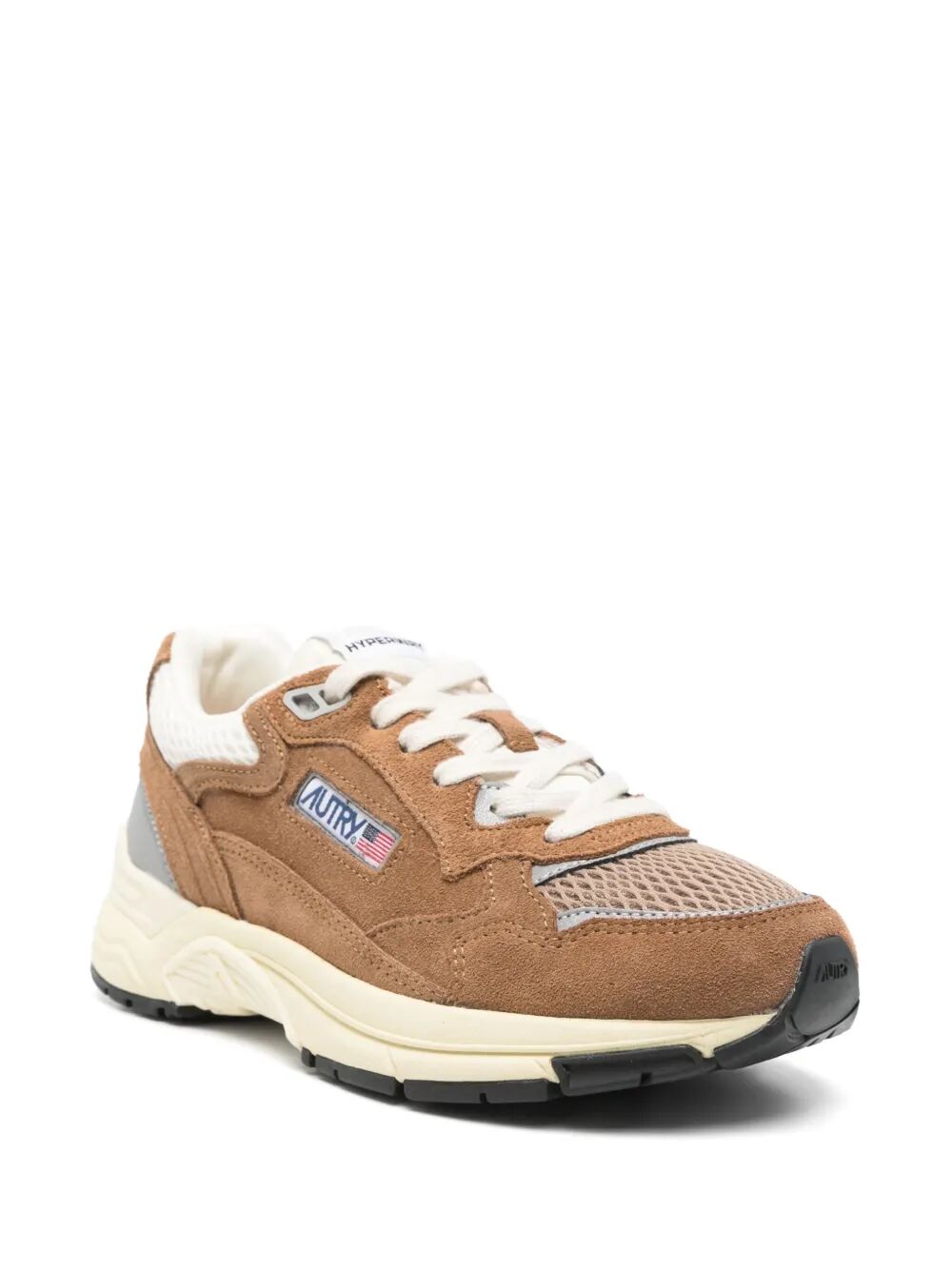 HYPERWAY SNEAKERS IN CIGAR AND SILVER MESH AND SUEDE