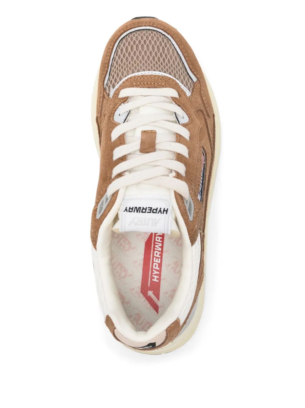 HYPERWAY SNEAKERS IN CIGAR AND SILVER MESH AND SUEDE