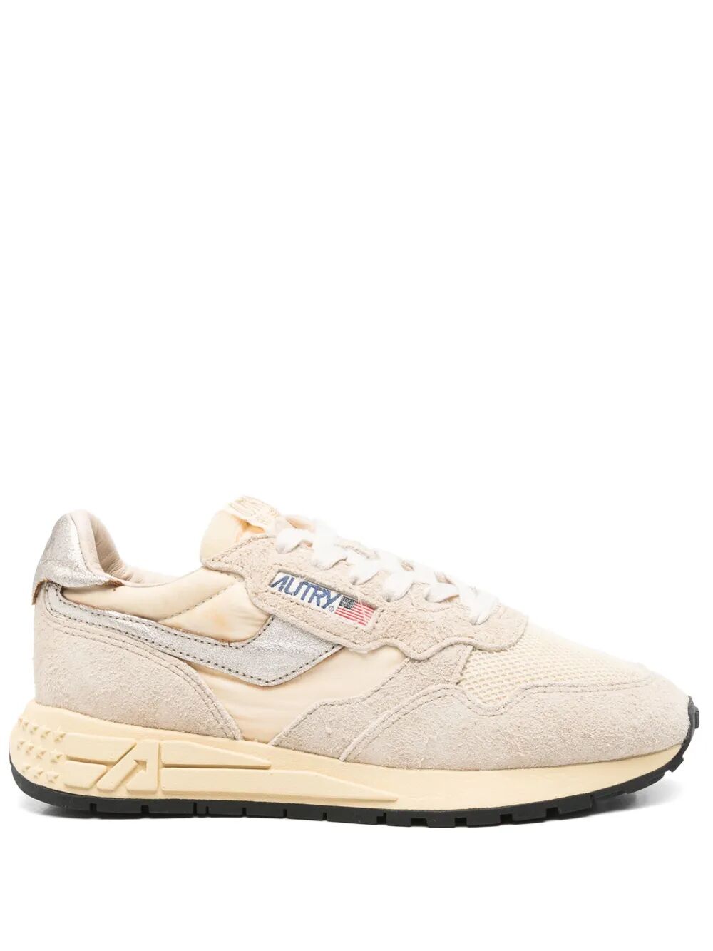 REELWIND LOW SNEAKERS IN NYLON SUEDE AND LEATHER COLOR ECRU AND PLATINUM