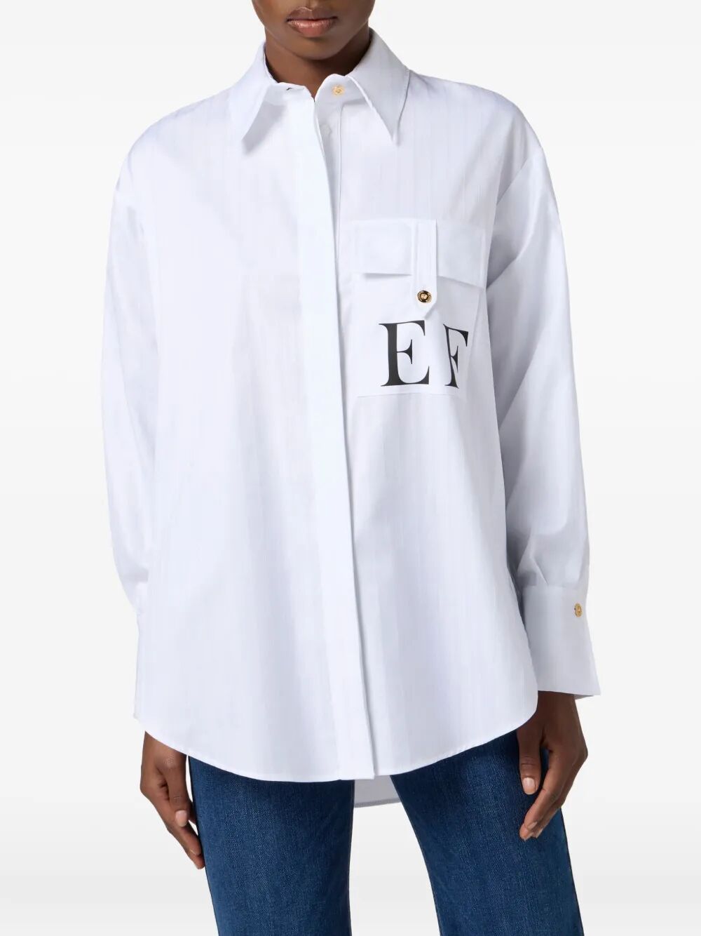 PRINTED LOGO COTTON POPLIN STRIPED SHIRT