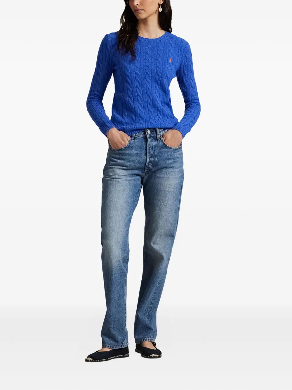 CABLE WOOL AND CASHMERE CREWNECK JUMPER