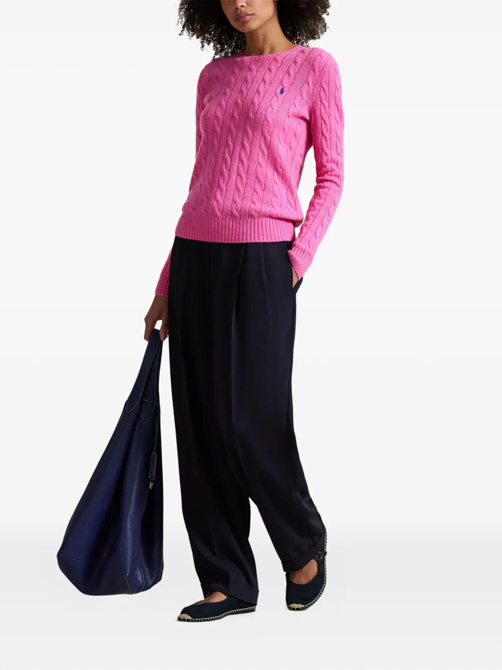 CABLE WOOL AND CASHMERE CREWNECK JUMPER