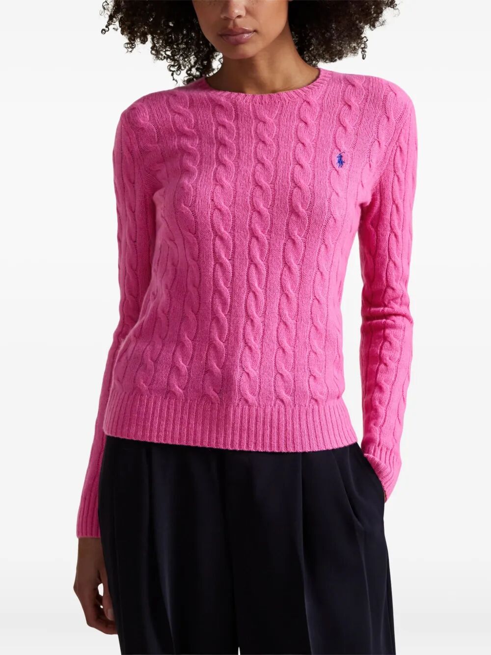 CABLE WOOL AND CASHMERE CREWNECK JUMPER