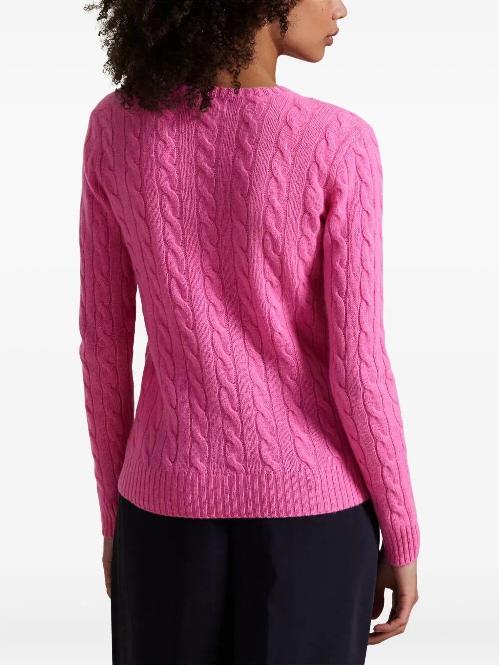 CABLE WOOL AND CASHMERE CREWNECK JUMPER