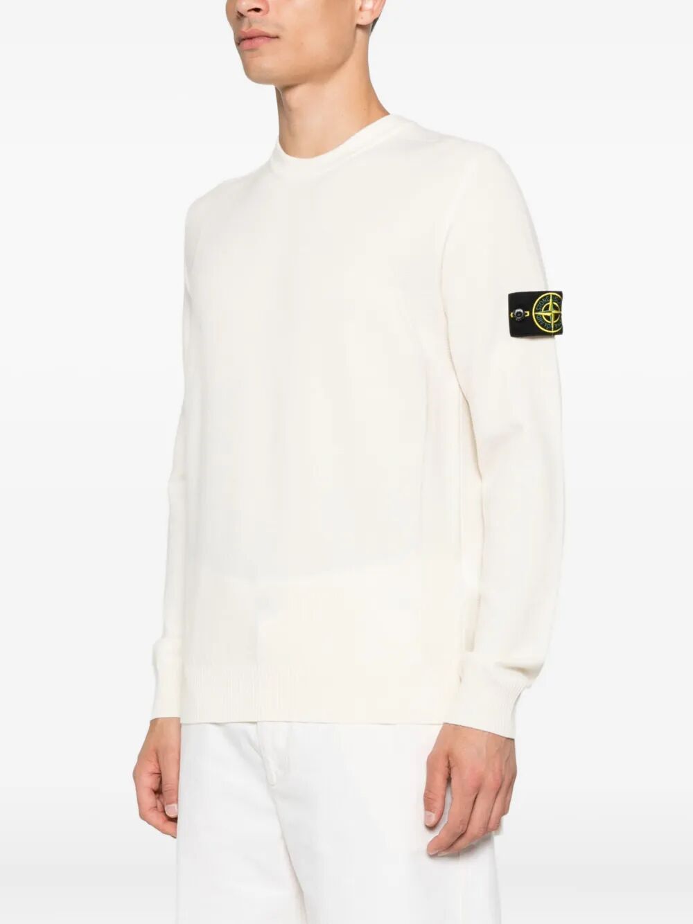 STRETCH WOOL CREWNECK SWEATER WITH REVERSE STITCH DETAILS