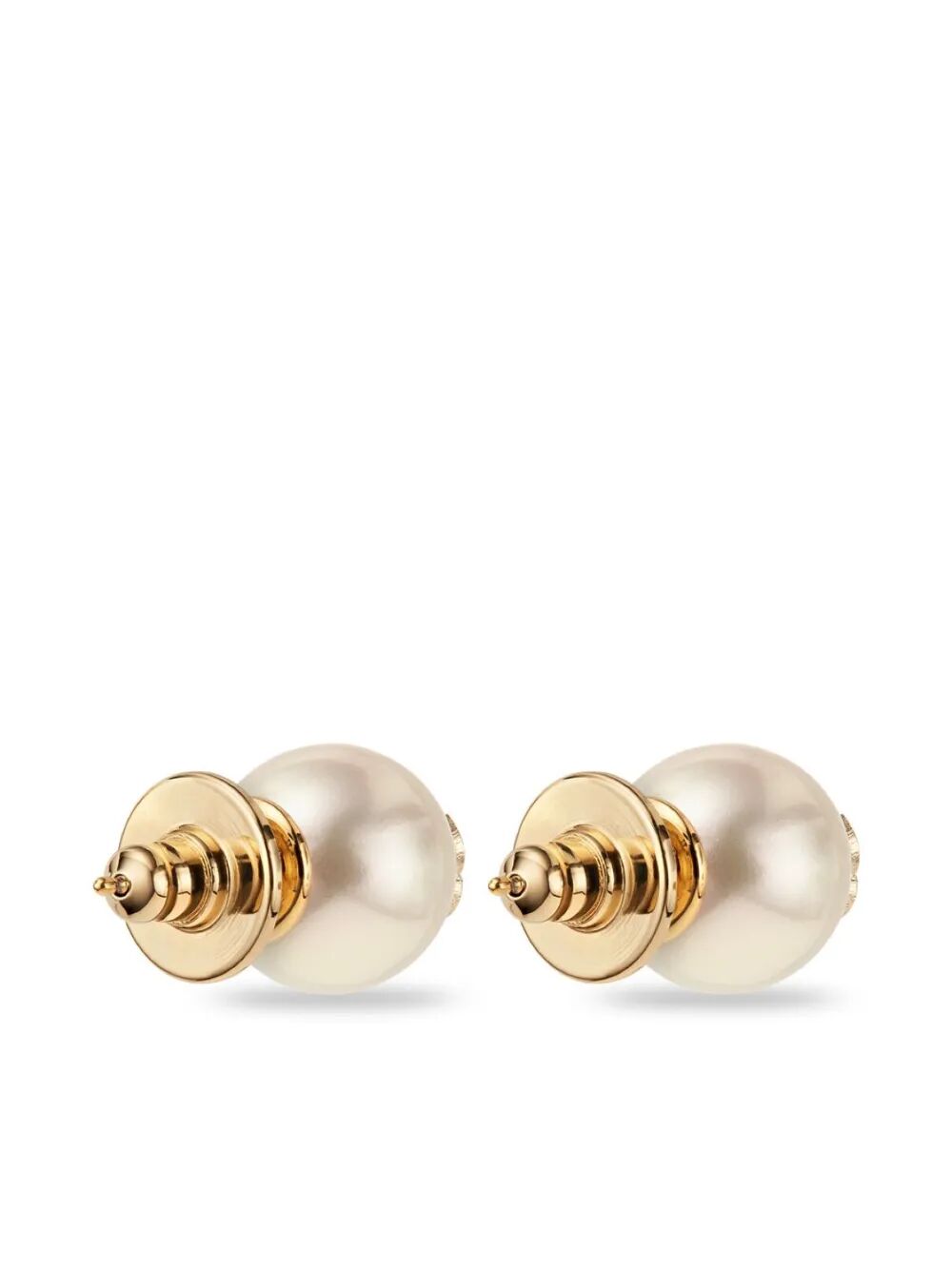 GOLD-FINISH METAL JC PEARL STUD EARRINGS