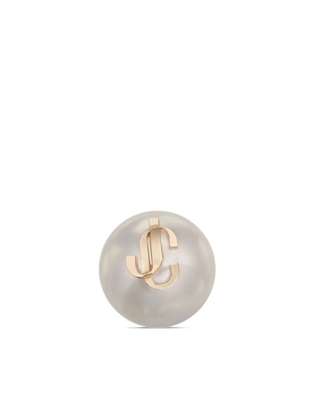 GOLD-FINISH METAL JC PEARL STUD EARRINGS
