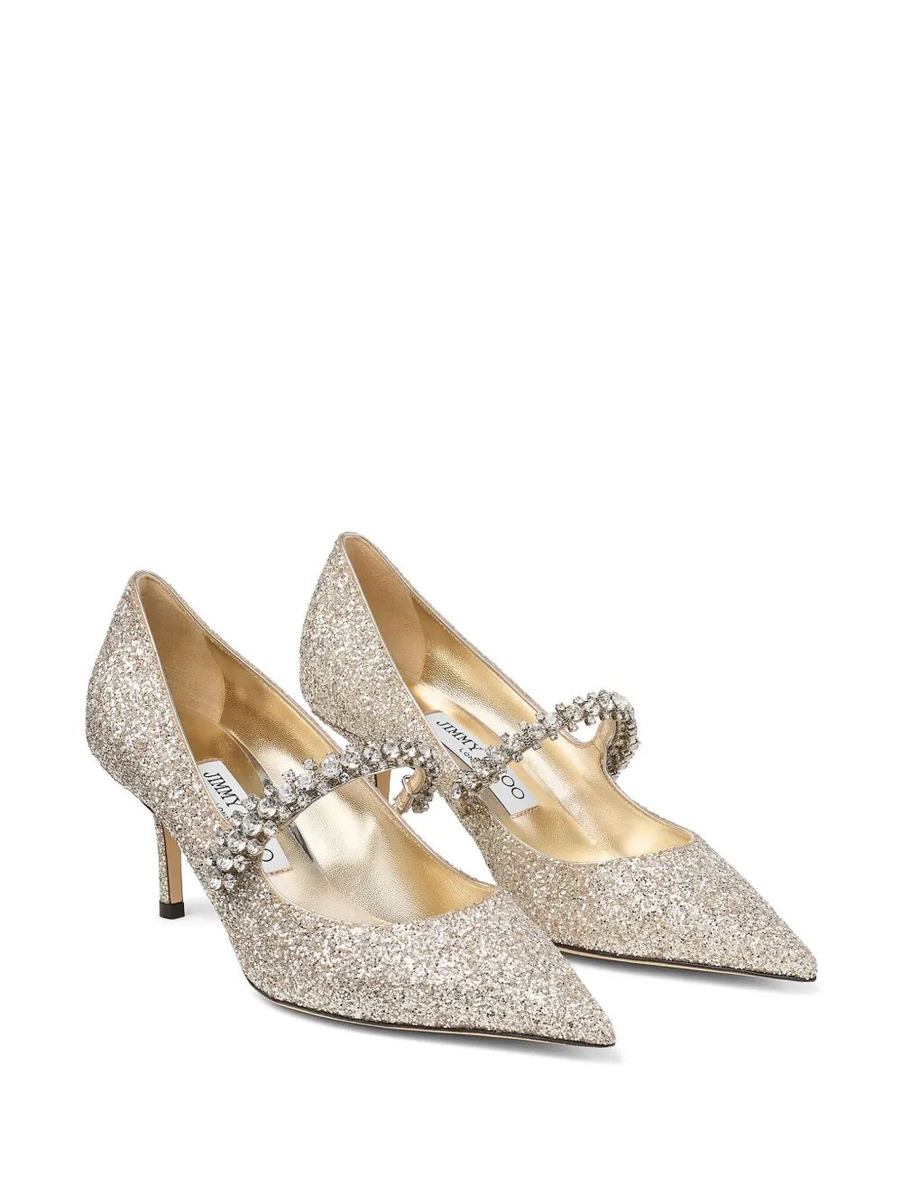 CRYSTAL EMBELLISHED BING 65 PUMPS IN GLITTER FABRIC