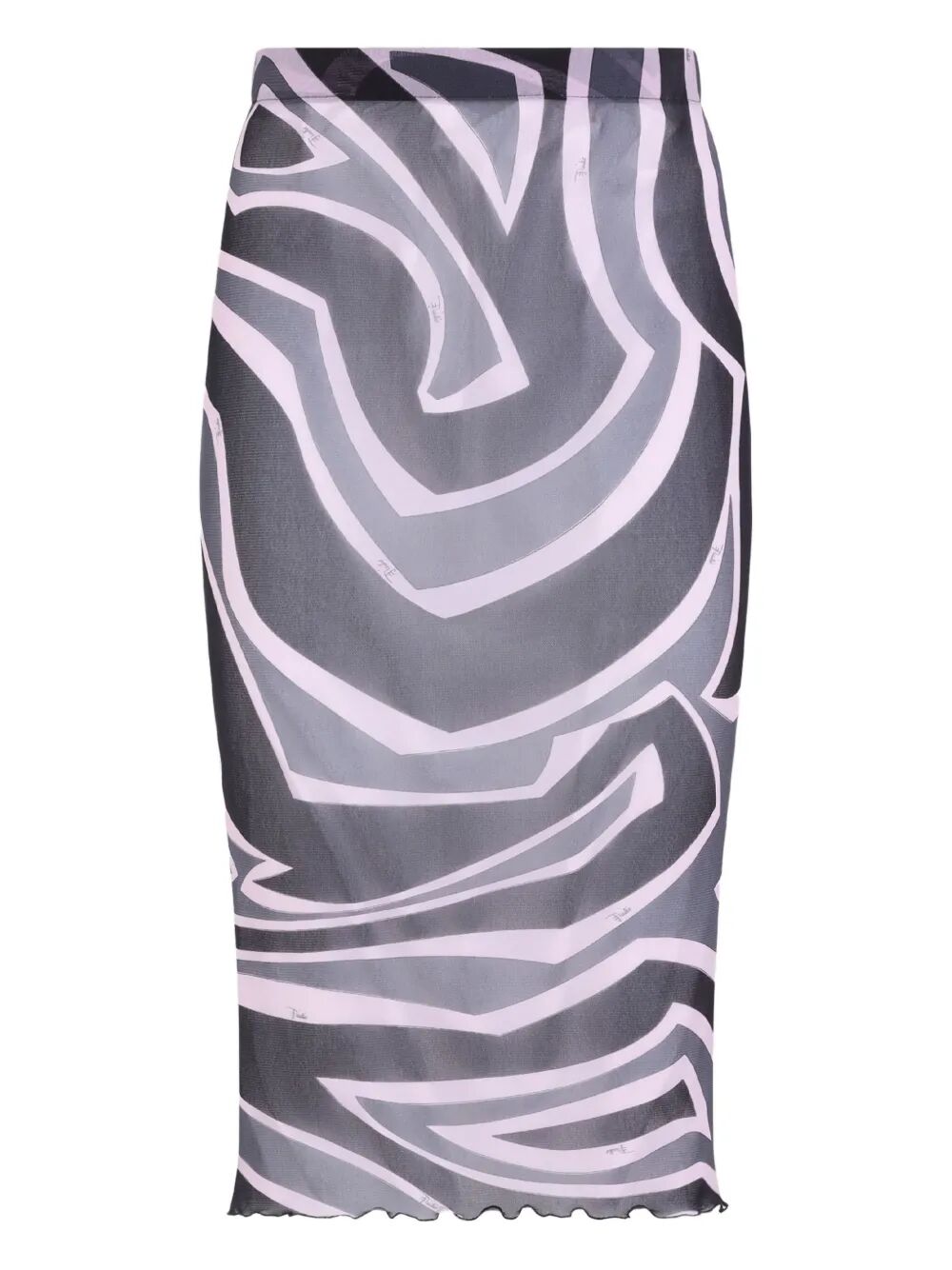 PRNTED TULLE LONGUETTE MIDI SKIRT