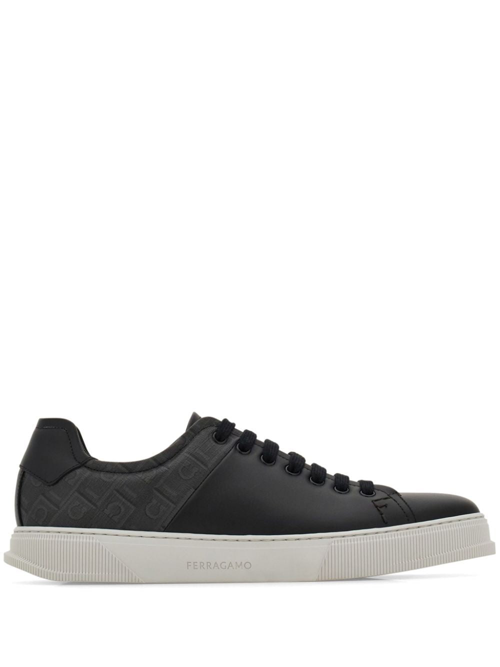 LEATHER AND JACQUARD FABRIC MONOGRAM CLAYTON SNEAKERS