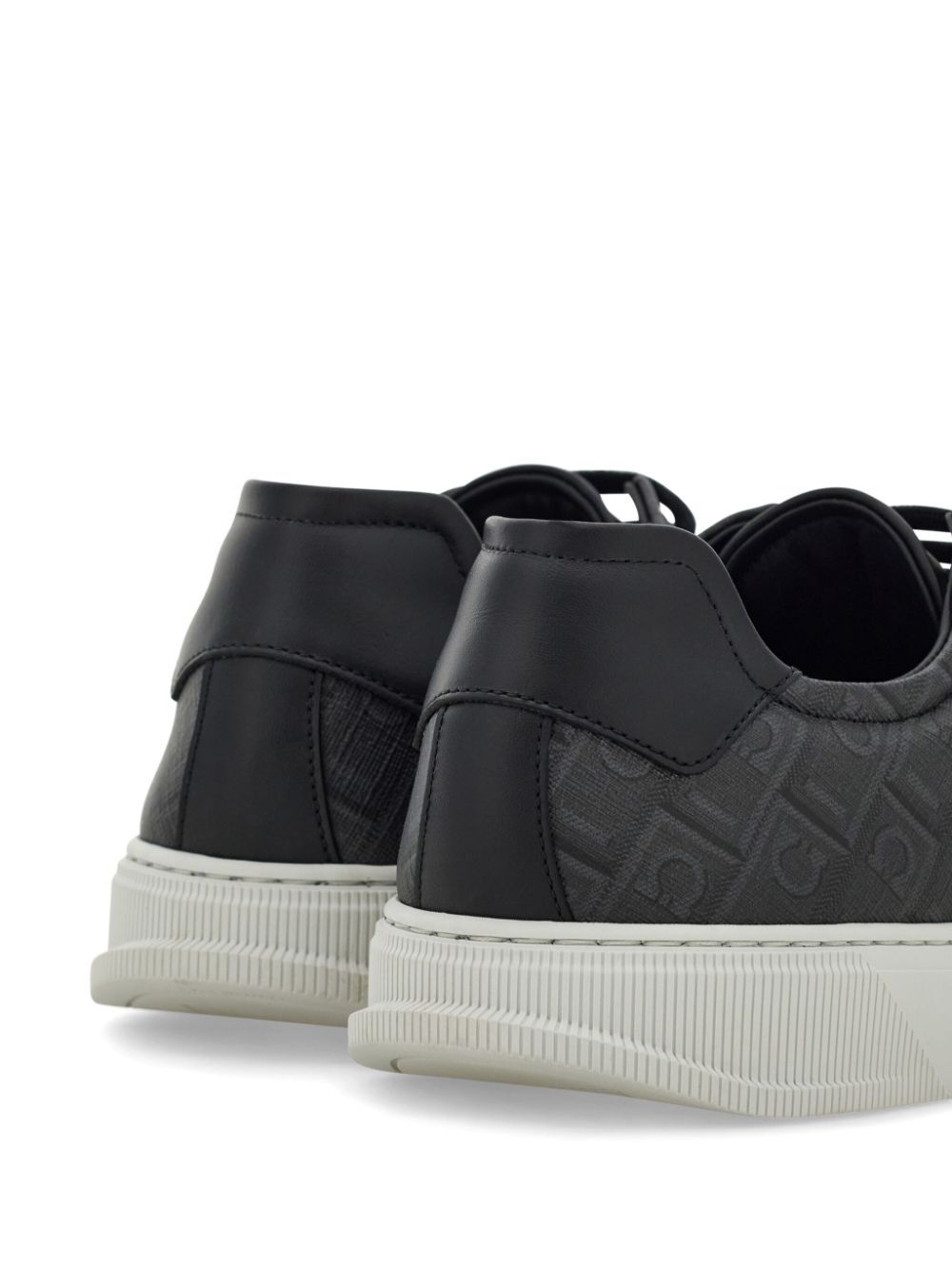 LEATHER AND JACQUARD FABRIC MONOGRAM CLAYTON SNEAKERS