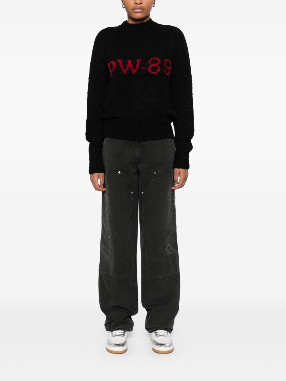 DISTRESSED COTTON JEANS WITH FRONT PATCHES