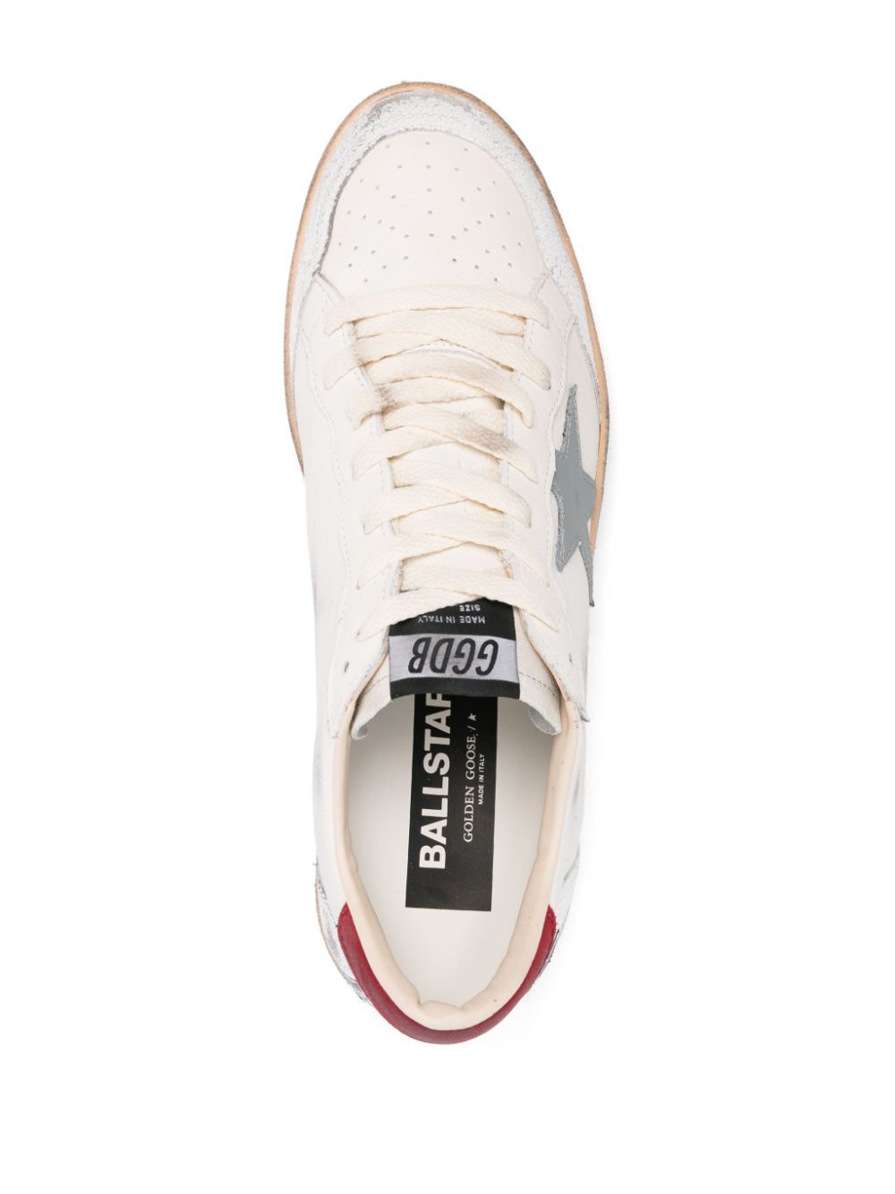 BALL STAR SNEAKERS IN NAPPA LEATHER WITH GREY LEATHER STAR AND RED LEATHER HEEL TAB