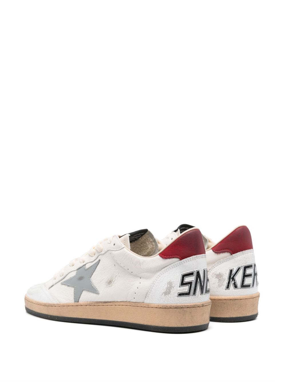BALL STAR SNEAKERS IN NAPPA LEATHER WITH GREY LEATHER STAR AND RED LEATHER HEEL TAB