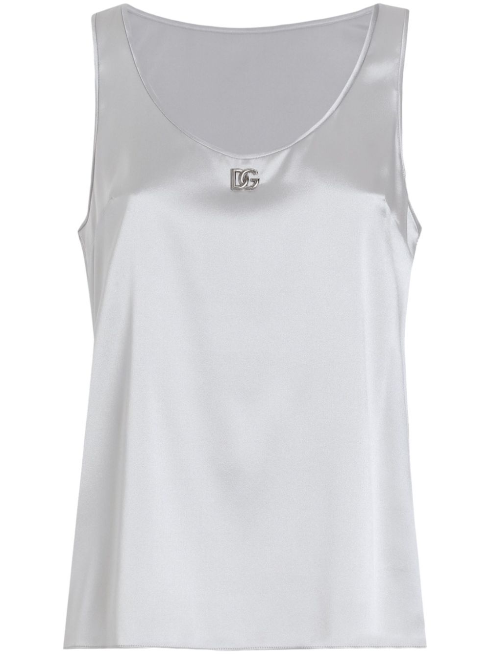 SILK SATIN TANK TOP WITH DG LOGO PIN