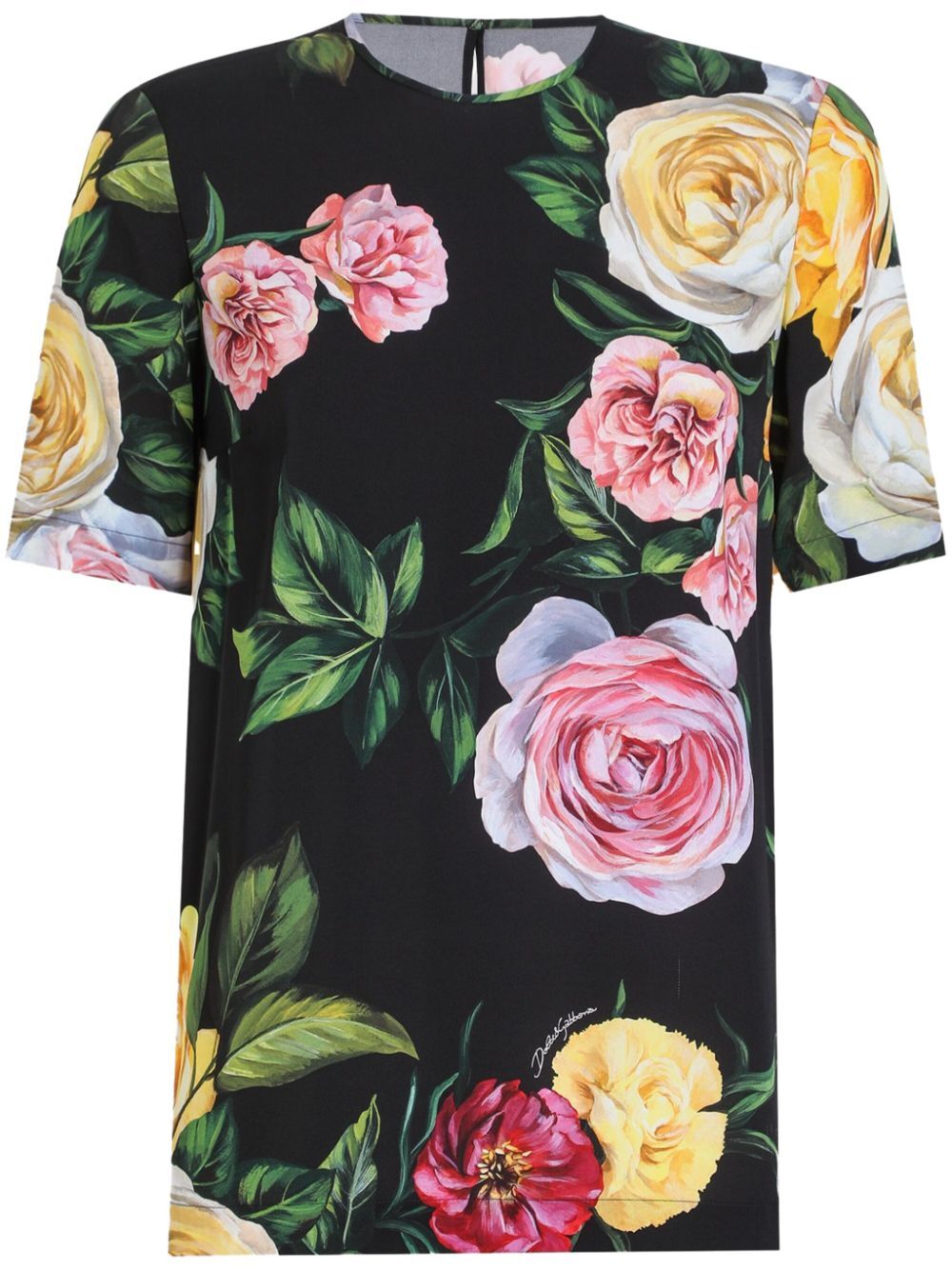 PEONY AND ROSE PRINT SILK CHARMEUSE BLOUSE