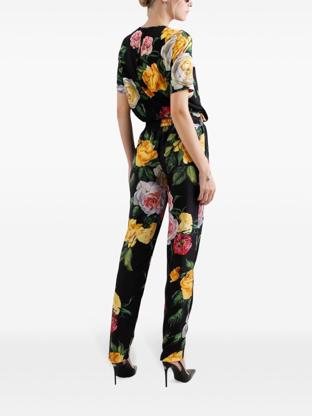 PEONY AND ROSE PRINT SILK CHARMEUSE BLOUSE