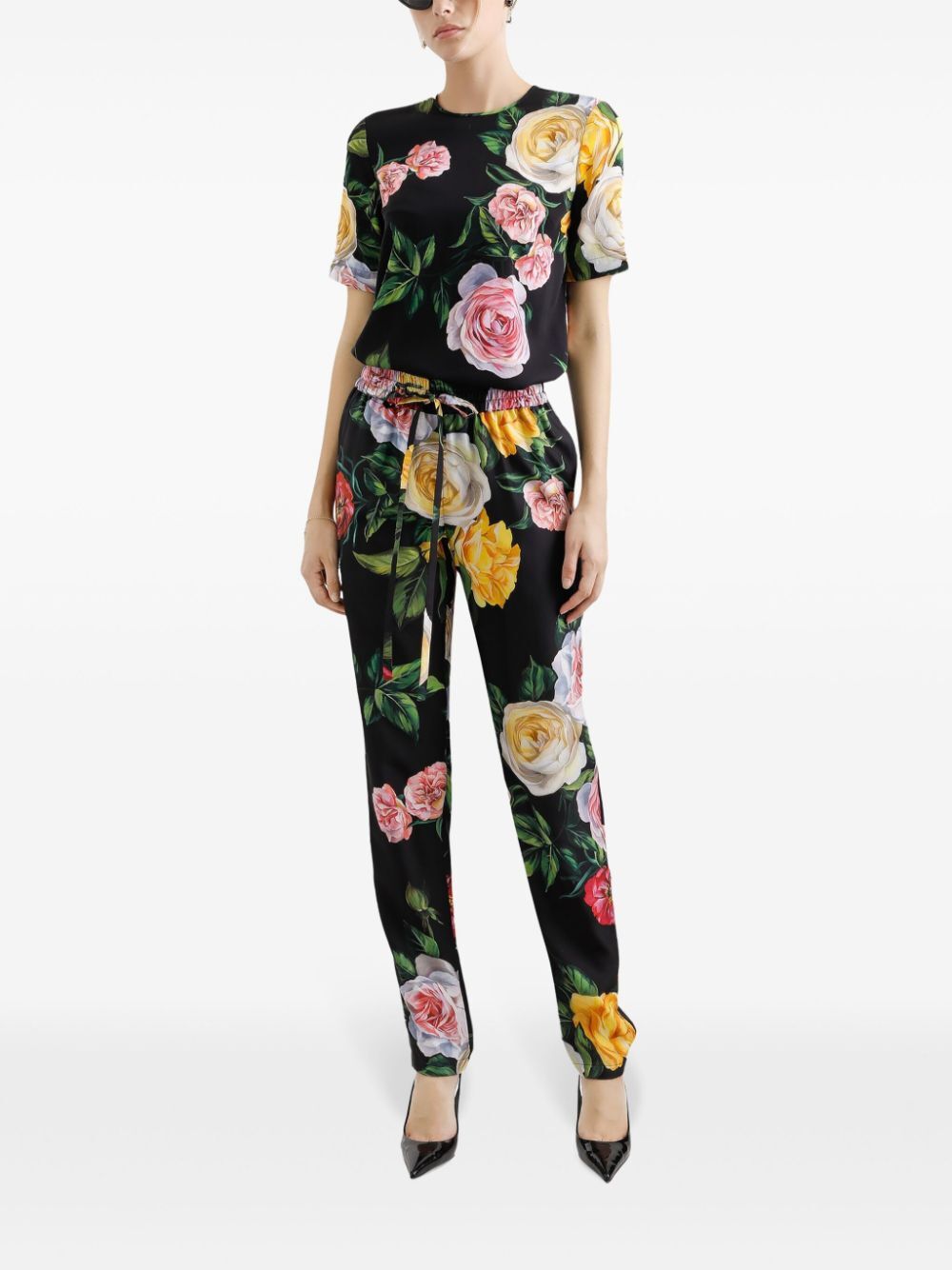 PEONY AND ROSE PRINT SILK CHARMEUSE BLOUSE