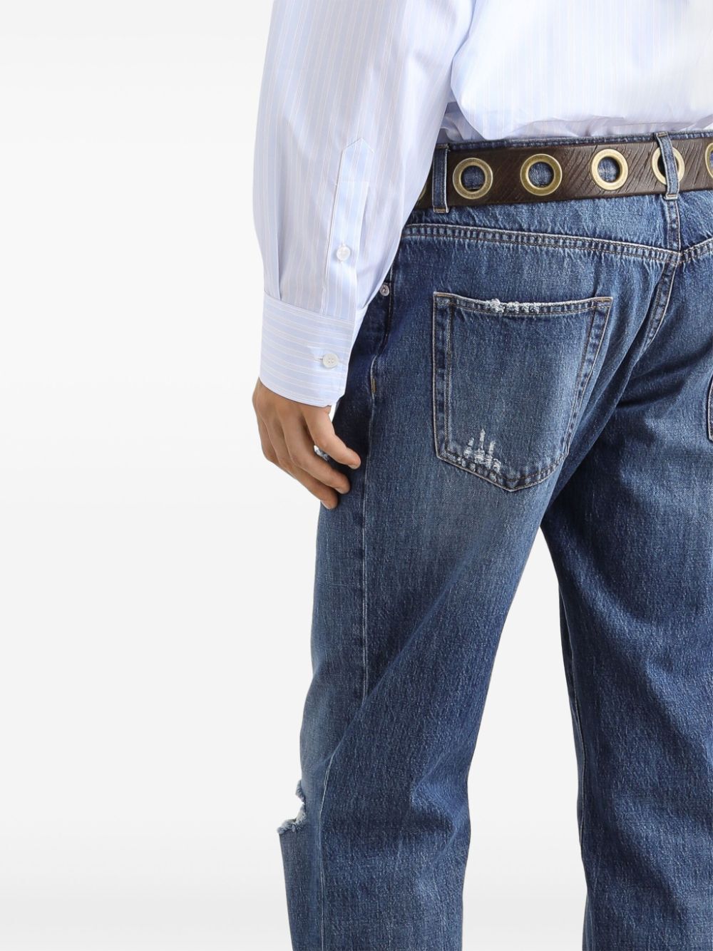 CLASSIC COTTON JEANS WITH TAG WITH ABRASIONS
