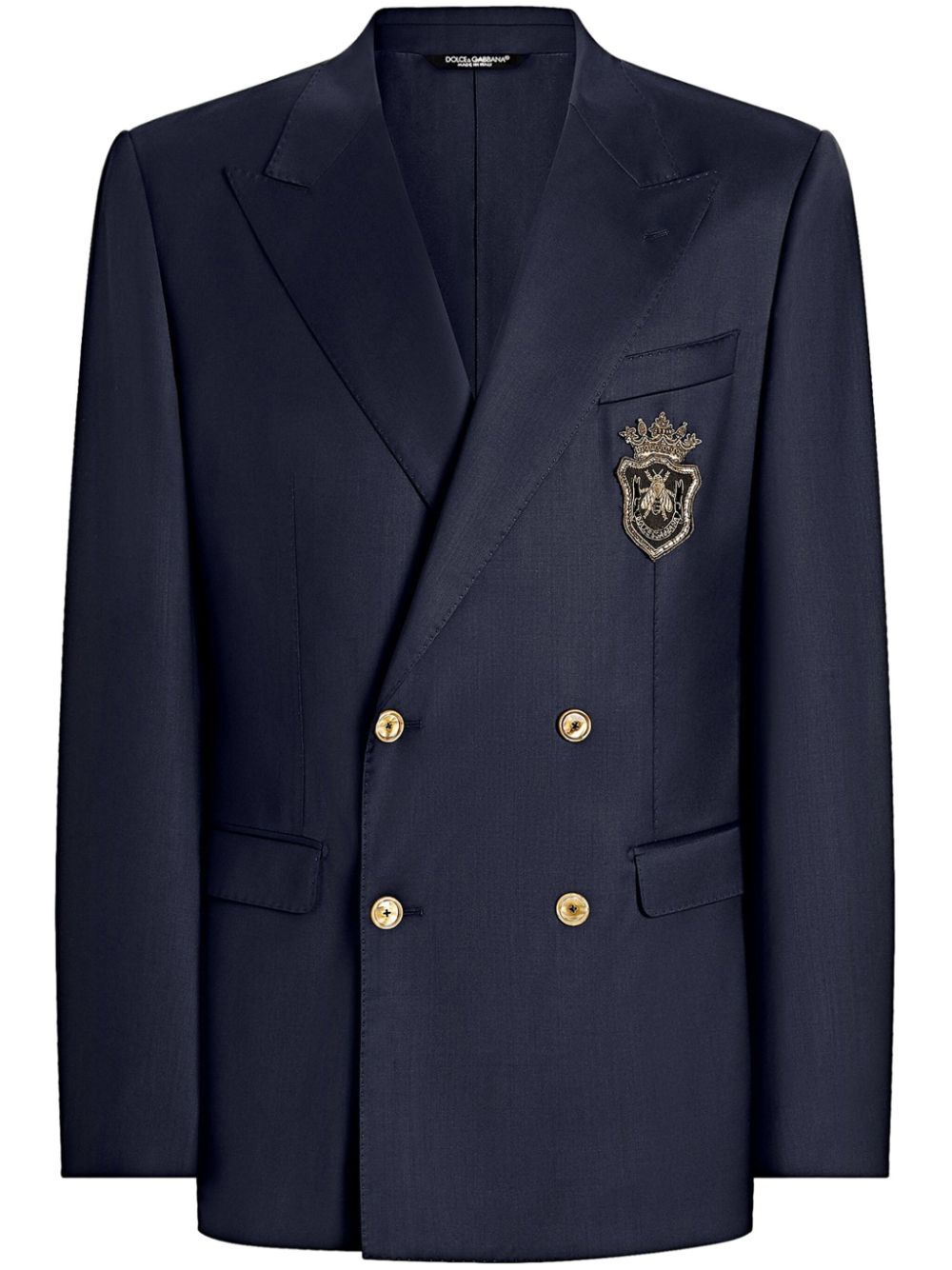 DOUBLE-BREASTED WOOL JACKET WITH PATCH
