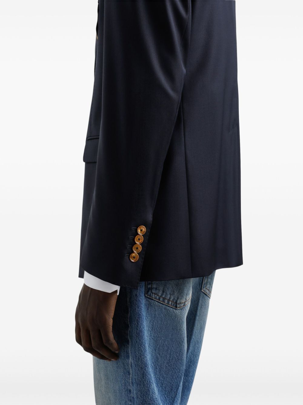 DOUBLE-BREASTED WOOL JACKET WITH PATCH