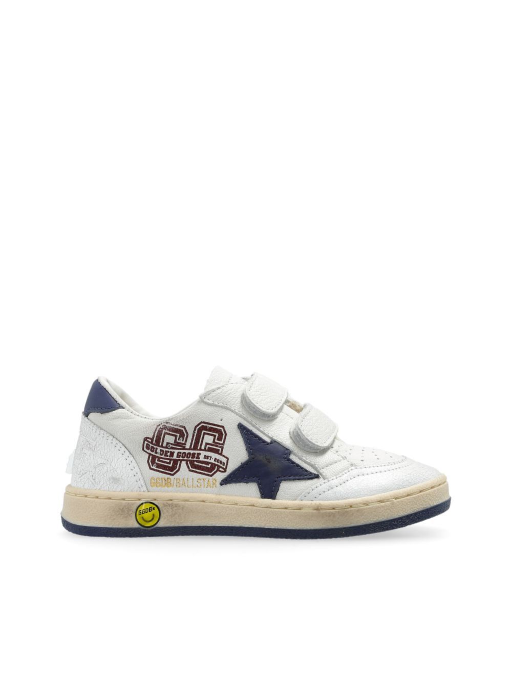 BALL STAR SNEAKERS WITH TOUCH-STRAP FASTENING AND BLUE LEATHER STAR AND HEEL TAB