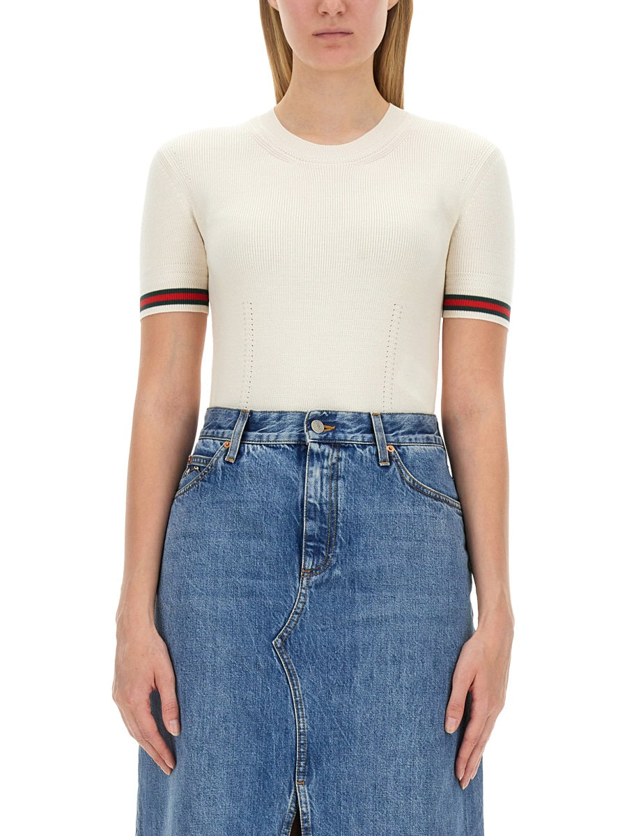 EXTRAFINE WOOL SWEATER WITH WEB DETAIL