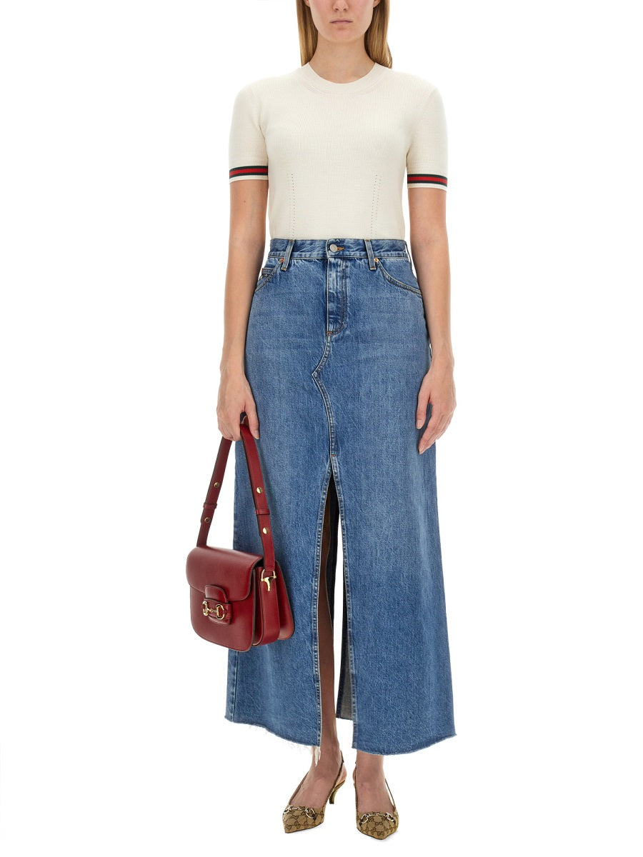 EXTRAFINE WOOL SWEATER WITH WEB DETAIL