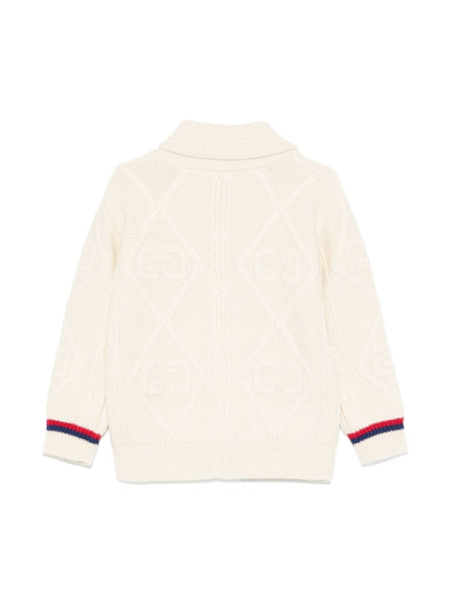 b l/s cardigan co cable and ar/ white/blue/red