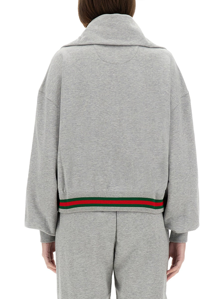 COTTON JERSEY SWEATSHIRT WITH WEB RIBBON