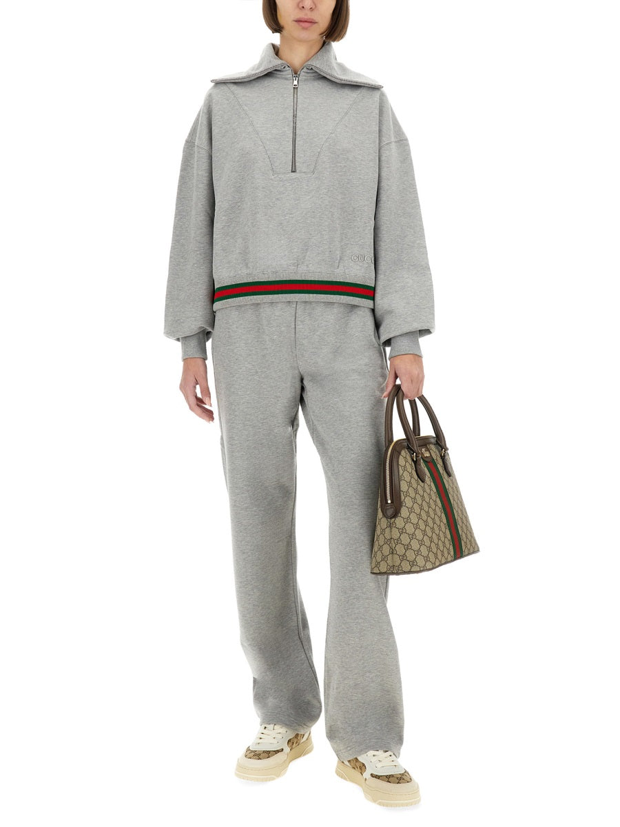 COTTON JERSEY SWEATSHIRT WITH WEB RIBBON