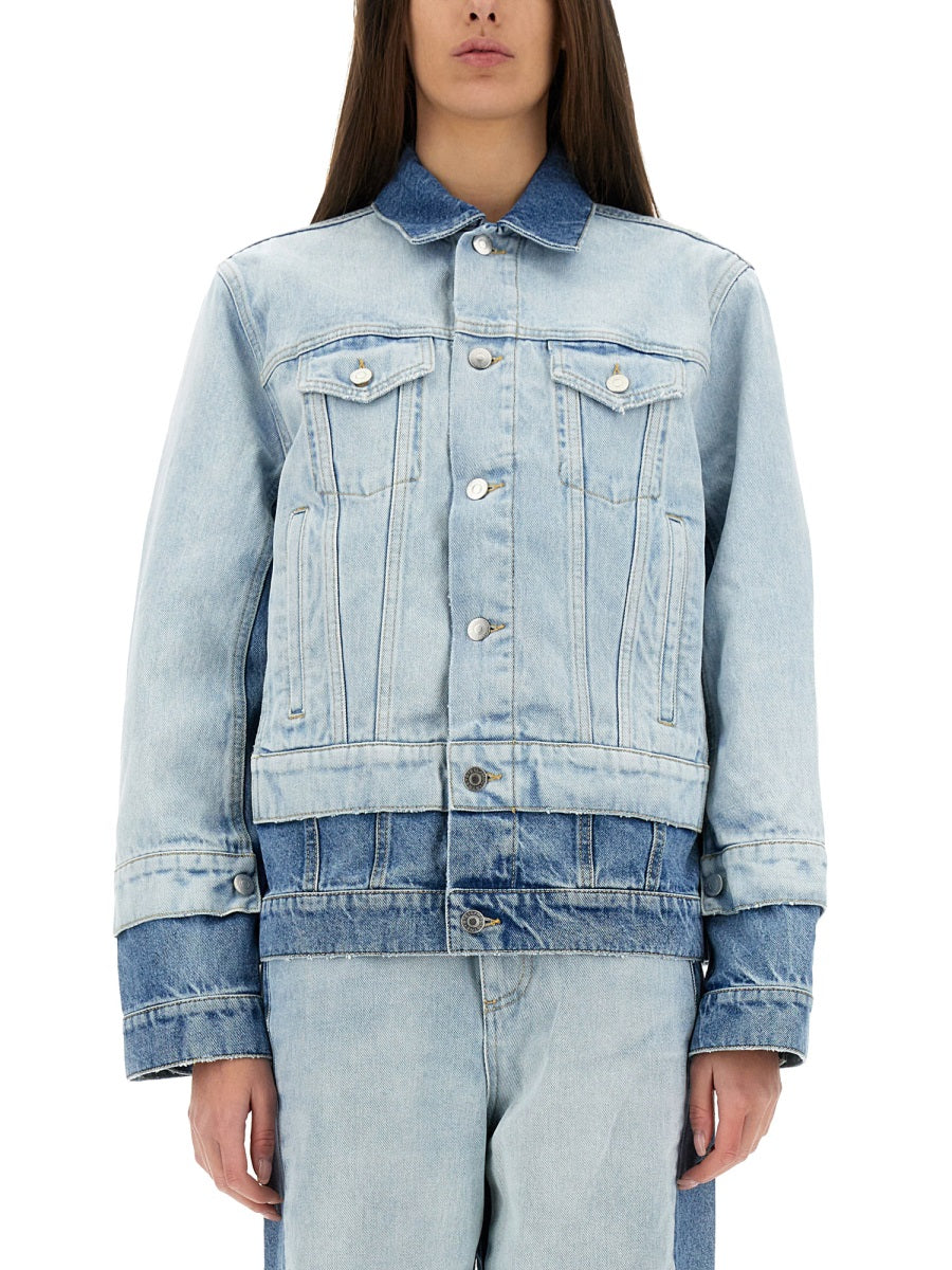 DENIM JACKET WITH CONTRASTING PANEL