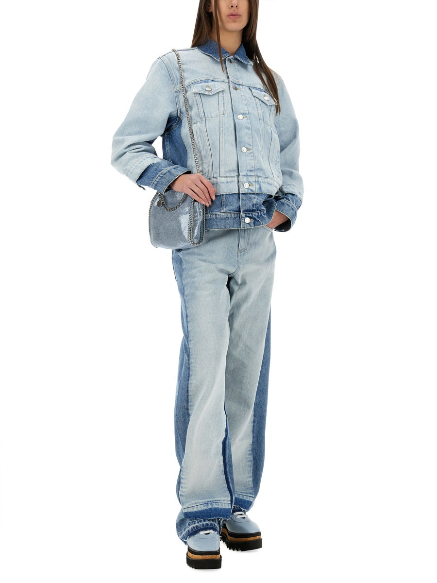 DENIM JACKET WITH CONTRASTING PANEL