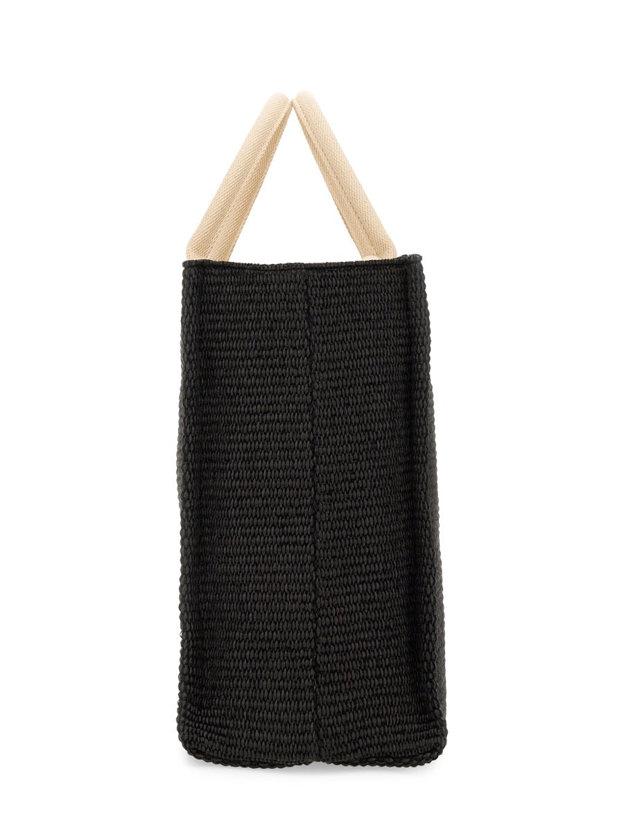 LARGE RAFFIA EFFECT FABRIC TOTE BAG