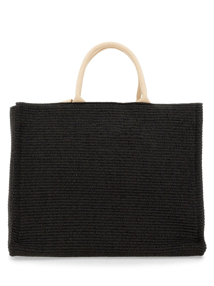 LARGE RAFFIA EFFECT FABRIC TOTE BAG