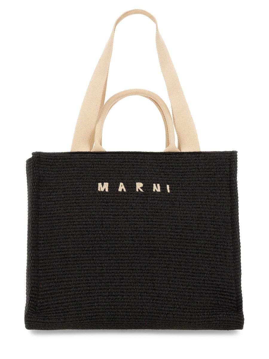 LARGE RAFFIA EFFECT FABRIC TOTE BAG